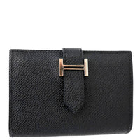 HERMES Bearn  Epsom Leather Compact Wallet Black