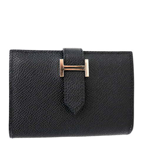 HERMES Bearn  Epsom Leather Compact Wallet Black