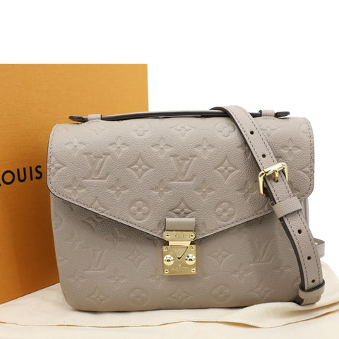 LOUIS VUITTON Metis Pochette Empreinte Leather Crossbody Bag Beige