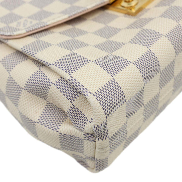 LOUIS VUITTON Croisette Damier Azur Satchel Crossbody Bag Rose Ballerine