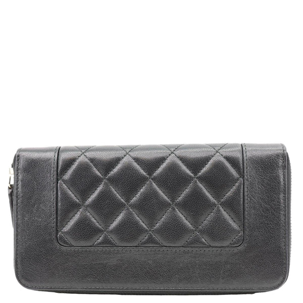 CHANEL Mademoiselle Vintage Quilted Leather Zip Around Wallet Black