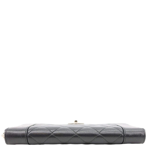 CHANEL Mademoiselle Vintage Quilted Leather Zip Around Wallet Black