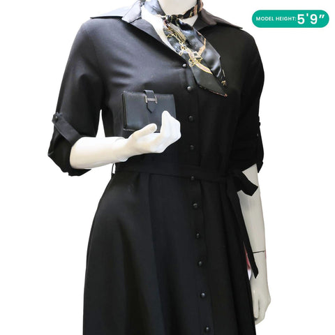 HERMES Bearn  Epsom Leather Compact Wallet Black