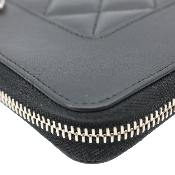CHANEL Mademoiselle Vintage Quilted Leather Zip Around Wallet Black