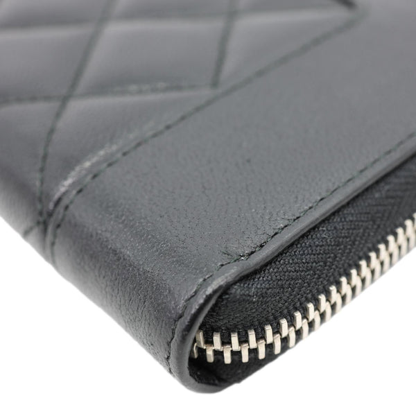 CHANEL Mademoiselle Vintage Quilted Leather Zip Around Wallet Black