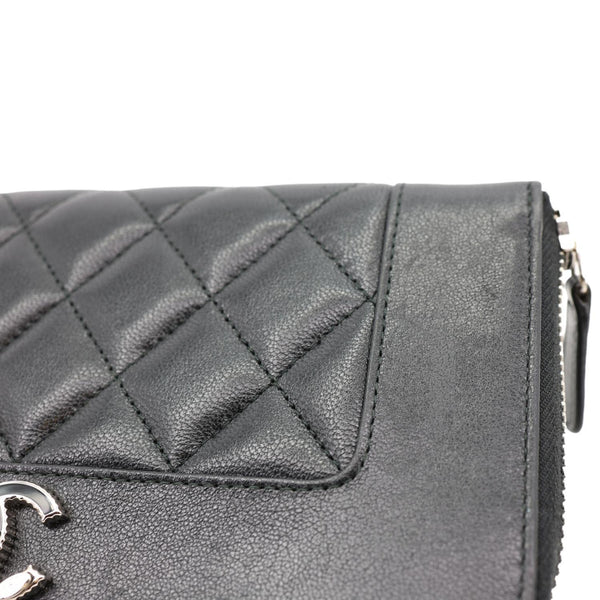 CHANEL Mademoiselle Vintage Quilted Leather Zip Around Wallet Black