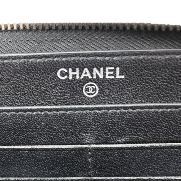 CHANEL Mademoiselle Vintage Quilted Leather Zip Around Wallet Black