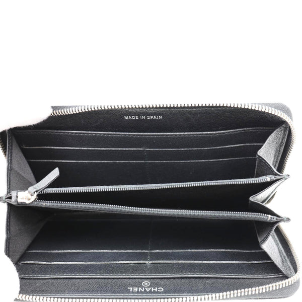 CHANEL Mademoiselle Vintage Quilted Leather Zip Around Wallet Black