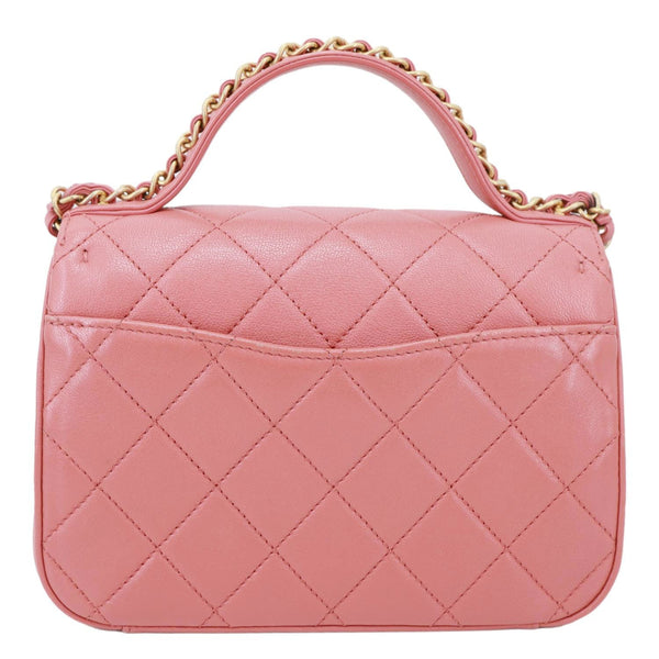 CHANEL Infinity Chain Quilted Leather Crossbody Bag Pink