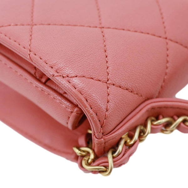 CHANEL Infinity Chain Quilted Leather Crossbody Bag Pink