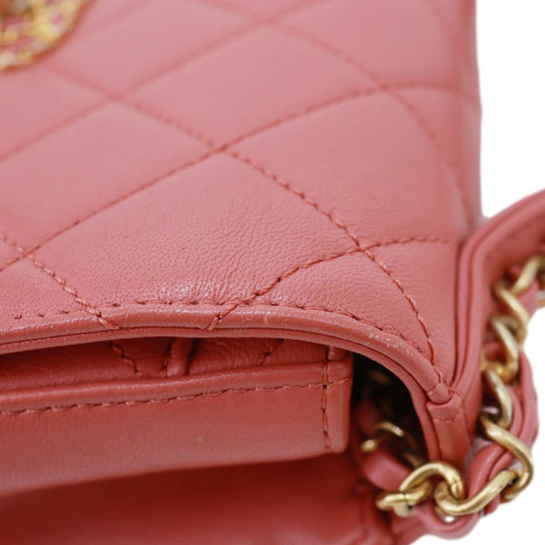 CHANEL Infinity Chain Quilted Leather Crossbody Bag Pink