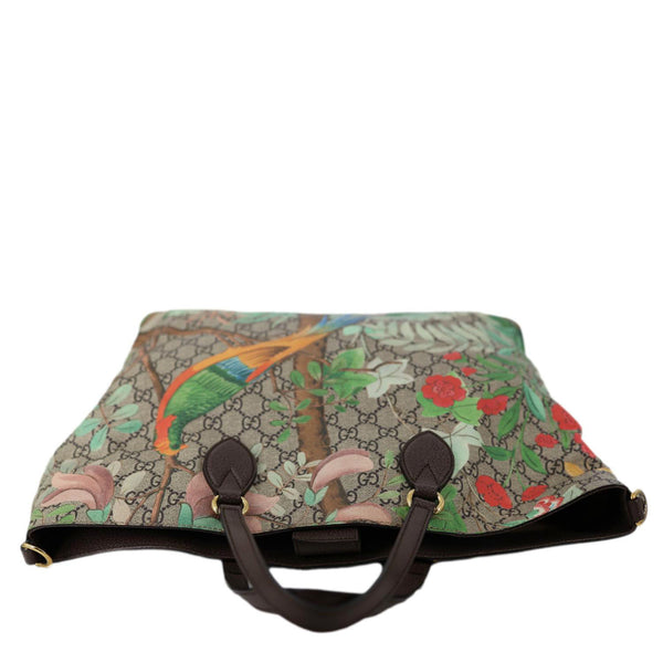 GUCCI Tian Print GG Supreme Canvas Tote Shoulder Bag Beige 453705