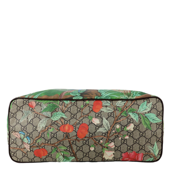 GUCCI Tian Print GG Supreme Canvas Tote Shoulder Bag Beige 453705