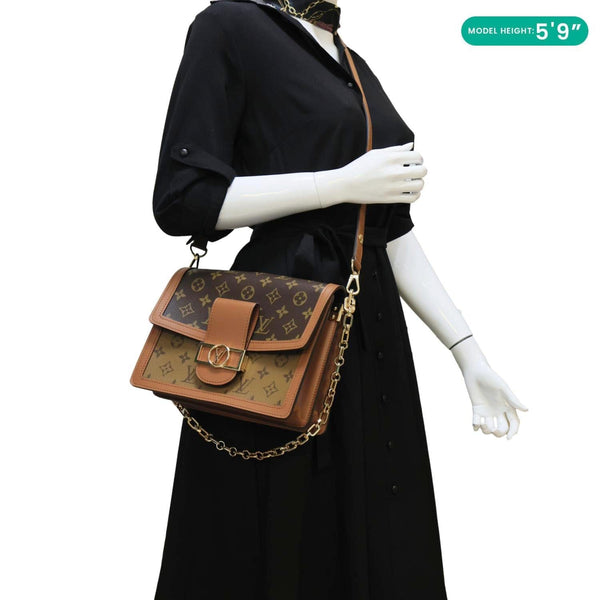 LOUIS VUITTON Dauphine MM Monogram Reverse Canvas Shoulder Bag Brown