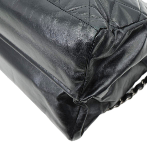 CHANEL Portobello Quilted Calfskin Leather Chain Tote Bag Black