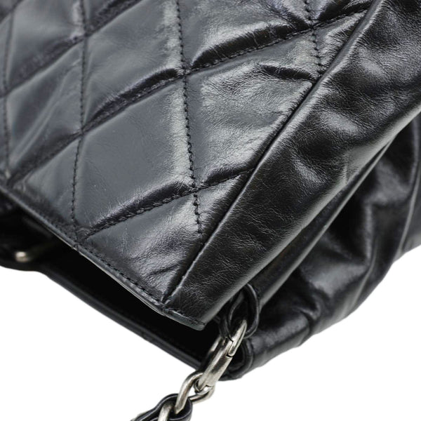 CHANEL Portobello Quilted Calfskin Leather Chain Tote Bag Black