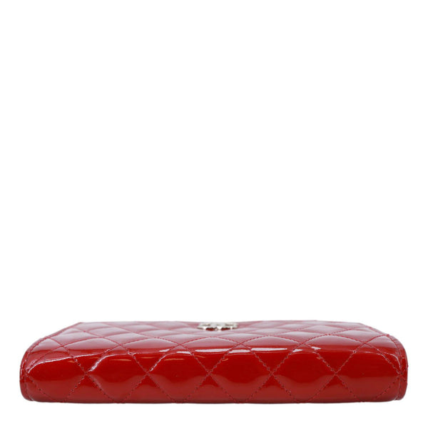 CHANEL Brilliant WOC Quilted Patent Leather Crossbody Wallet Red