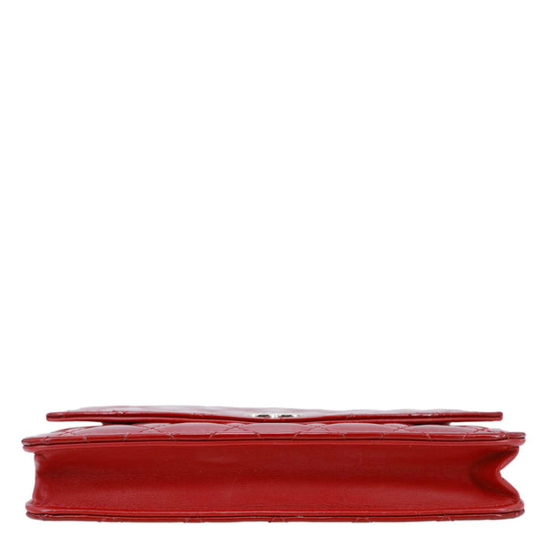 CHANEL Brilliant WOC Quilted Patent Leather Crossbody Wallet Red