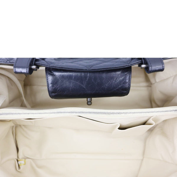 CHANEL Portobello Quilted Calfskin Leather Chain Tote Bag Black