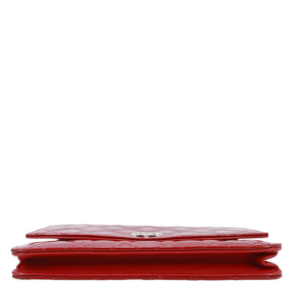 CHANEL Brilliant WOC Quilted Patent Leather Crossbody Wallet Red