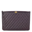 CHANEL Boy O Case Large Quilted Lambskin Leather Zip Pouch Purple