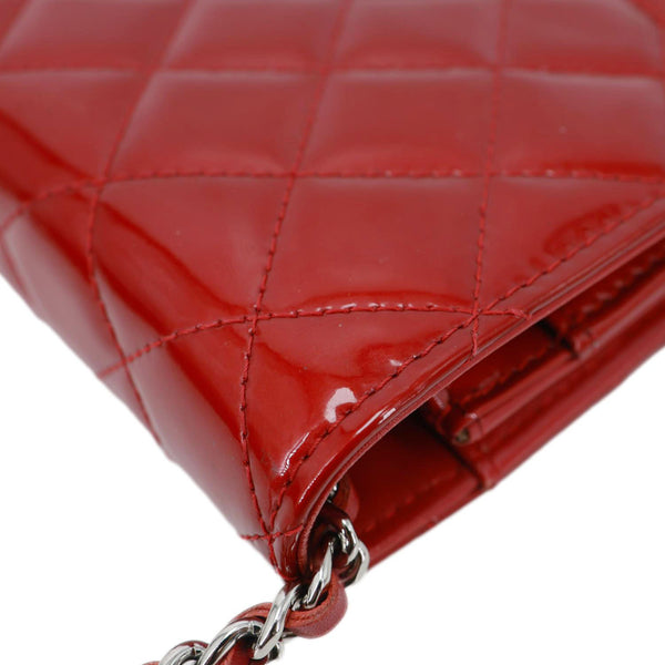 CHANEL Brilliant WOC Quilted Patent Leather Crossbody Wallet Red