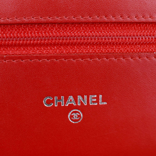CHANEL Brilliant WOC Quilted Patent Leather Crossbody Wallet Red