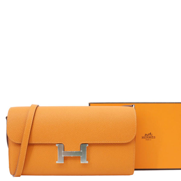 HERMES Constance To Go wallet Epsom Leather Long Wallet Orange