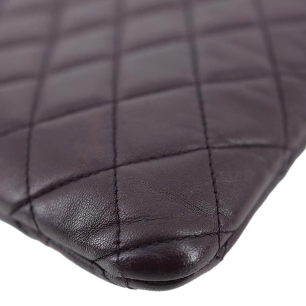 CHANEL Boy O Case Large Quilted Lambskin Leather Zip Pouch Purple