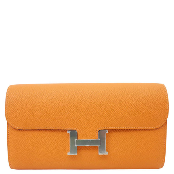 HERMES Constance To Go wallet Epsom Leather Long Wallet Orange