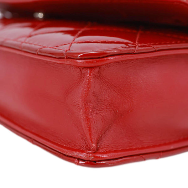 CHANEL Brilliant WOC Quilted Patent Leather Crossbody Wallet Red