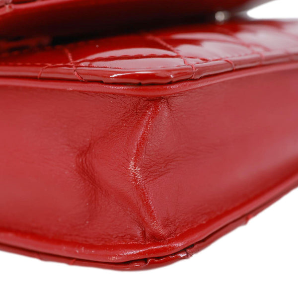 CHANEL Brilliant WOC Quilted Patent Leather Crossbody Wallet Red
