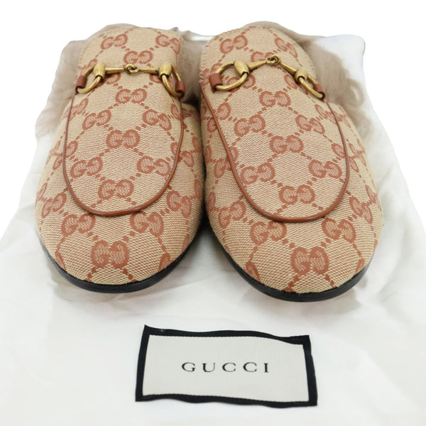 GUCCI Princetown Monogram Fur Men's Mules Size 37.5 Beige