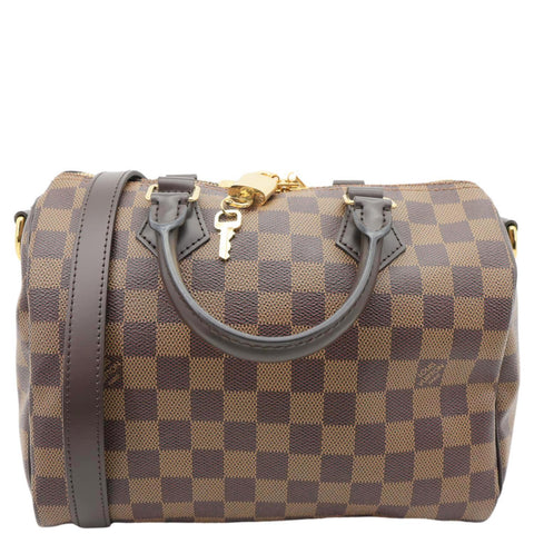 LOUIS VUITTON Speedy 25 Damier Ebene Satchel Shoulder Bag Brown