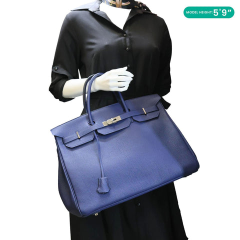 Hermes Birkin 40 Togo Leather Tote Bag Bleu Encre