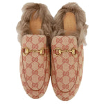 GUCCI Princetown Monogram Fur Men's Mules Size 37.5 Beige