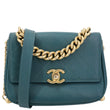 Chanel CC Stitched Flap Calfskin Leather Crossbody Bag Green