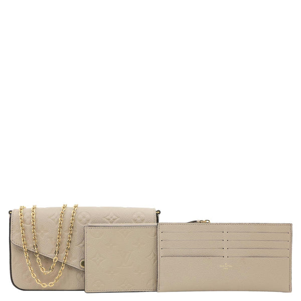 LOUIS VUITTON Felicie Pochette Monogram Empreinte Leather Crossbody Bag Beige