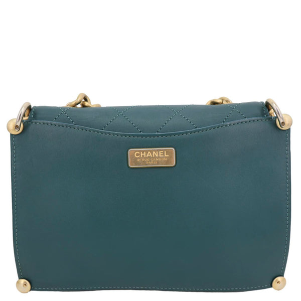 Chanel CC Stitched Flap Calfskin Leather Crossbody Bag Green