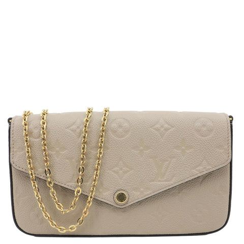LOUIS VUITTON Felicie Pochette Monogram Empreinte Leather Crossbody Bag Beige