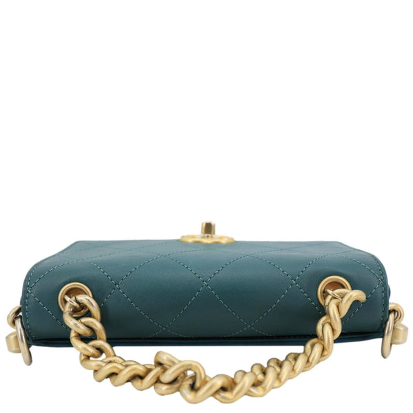 Chanel CC Stitched Flap Calfskin Leather Crossbody Bag Green