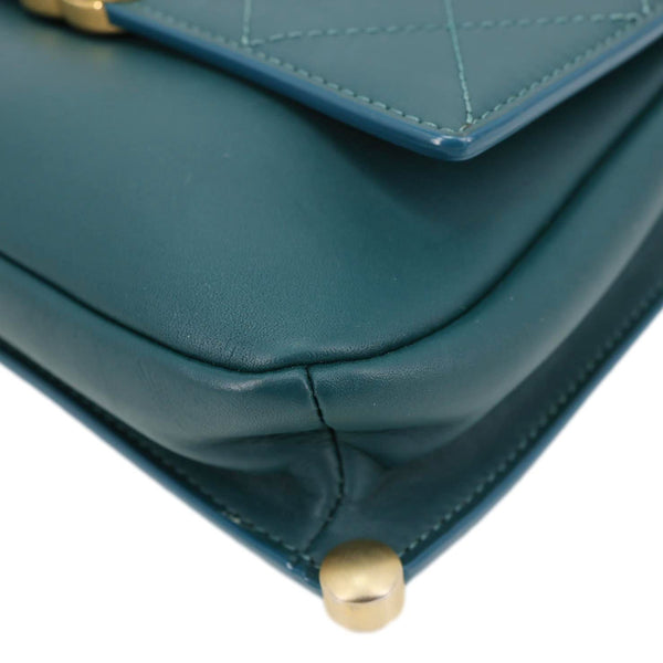 Chanel CC Stitched Flap Calfskin Leather Crossbody Bag Green