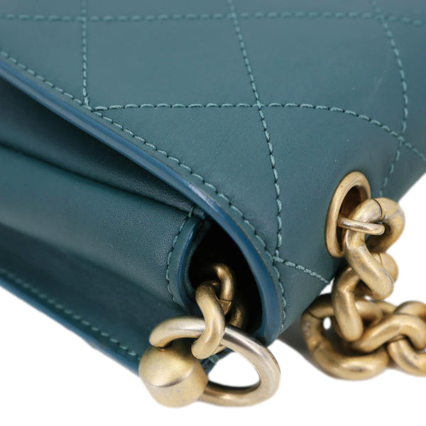 Chanel CC Stitched Flap Calfskin Leather Crossbody Bag Green