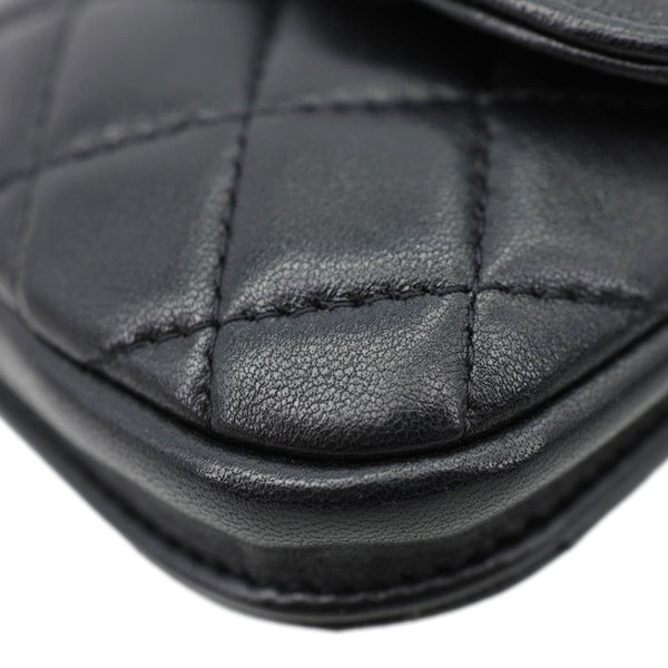 CHANEL Pearl Crush Quilted Lambskin Leather Waist Bag Black