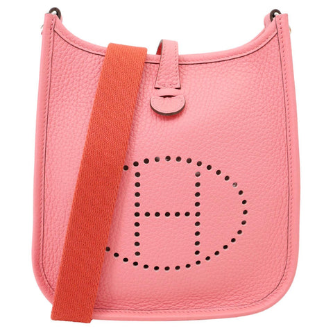 HERMES Evelyne TPM 16 Amazone Clemence Leather Crossbody Bag Pink