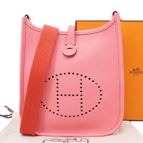 HERMES Evelyne TPM 16 Amazone Clemence Leather Crossbody Bag Pink