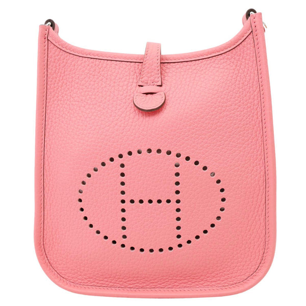 HERMES Evelyne TPM 16 Amazone Clemence Leather Crossbody Bag Pink