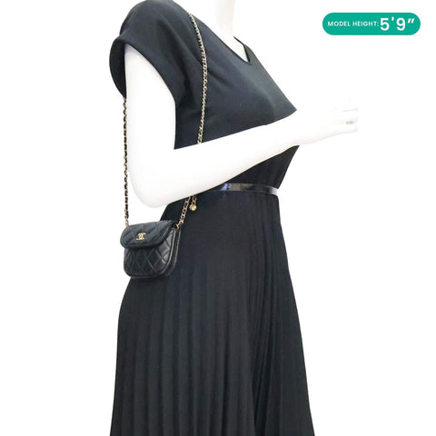 CHANEL Pearl Crush Quilted Lambskin Leather Waist Bag Black