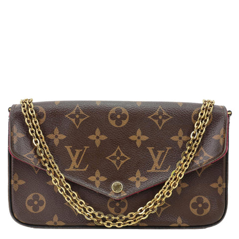 LOUIS VUITTON Felicie Pochette Monogram Canvas Crossbody Bag Brown