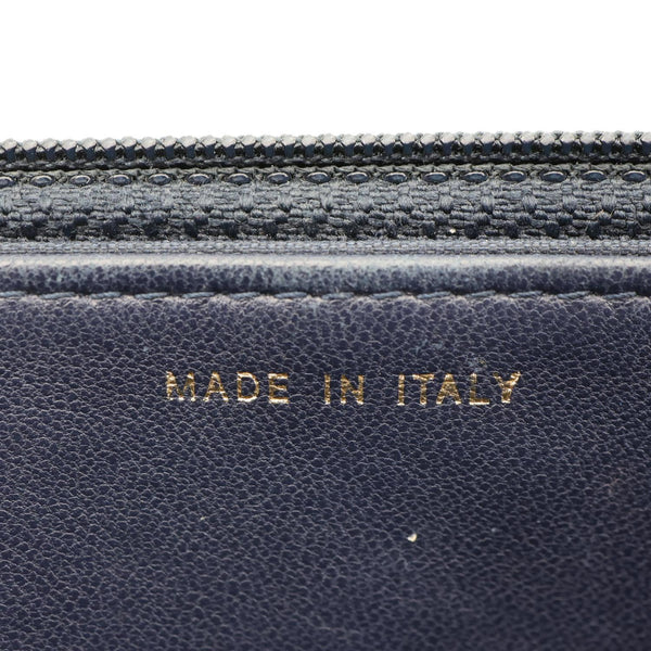 CHANEL Boy Quilted Calfskin Leather Wallet On Chain Crossbody Bag Navy Blue